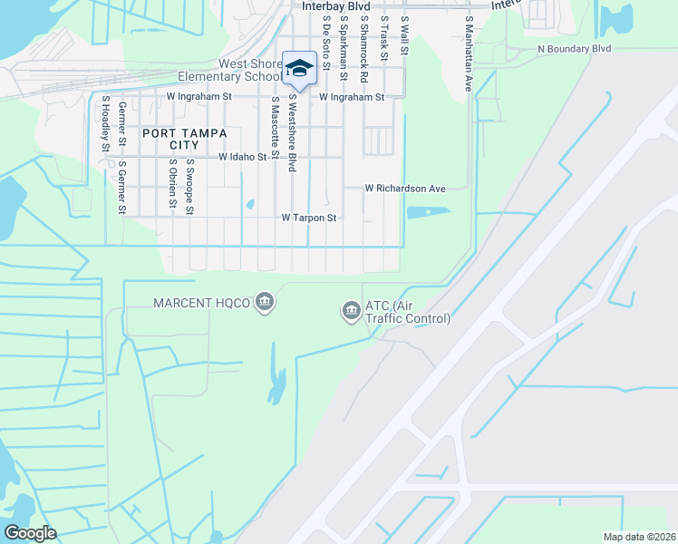map of restaurants, bars, coffee shops, grocery stores, and more near 7711 South De Soto Street in Tampa