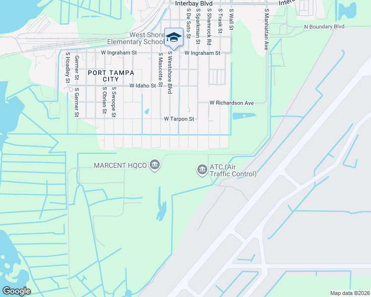 map of restaurants, bars, coffee shops, grocery stores, and more near 7713 South De Soto Street in Tampa