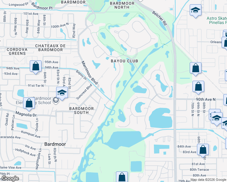 map of restaurants, bars, coffee shops, grocery stores, and more near 9109 Silverthorn Road in Largo