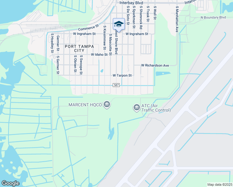 map of restaurants, bars, coffee shops, grocery stores, and more near 7713 County Road 587 in Tampa