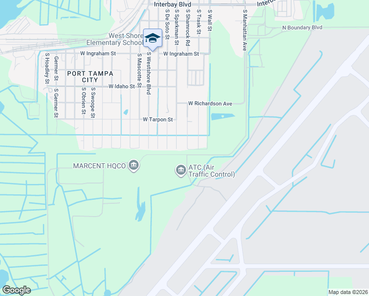 map of restaurants, bars, coffee shops, grocery stores, and more near 7710 South Sparkman Street in Tampa