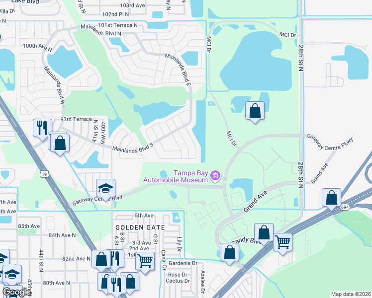 map of restaurants, bars, coffee shops, grocery stores, and more near 9110 35th Street North in Pinellas Park