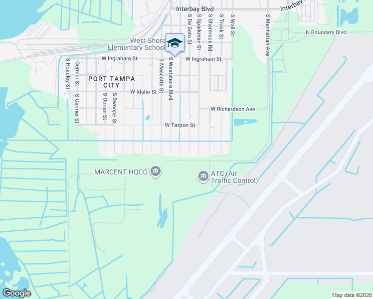 map of restaurants, bars, coffee shops, grocery stores, and more near 7711 South De Soto Street in Tampa