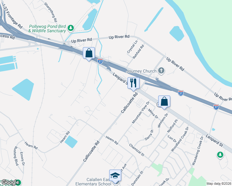 map of restaurants, bars, coffee shops, grocery stores, and more near 4222 Rehfeld Road in Corpus Christi