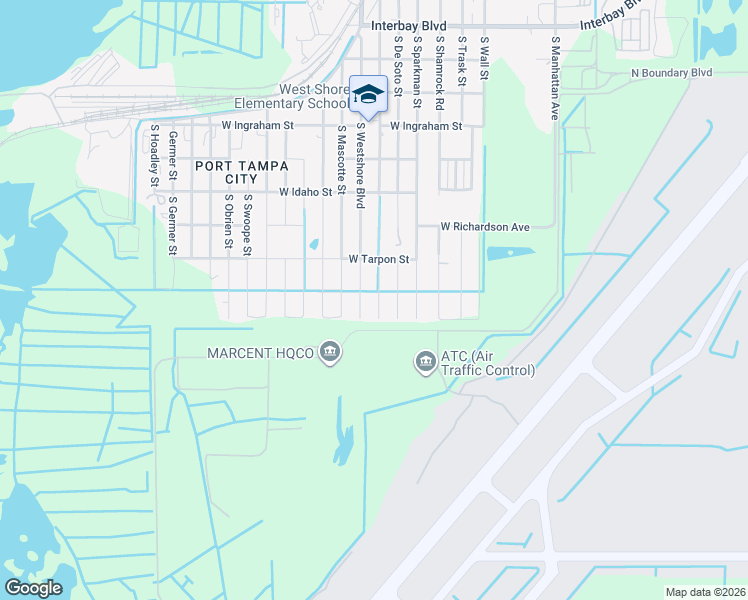 map of restaurants, bars, coffee shops, grocery stores, and more near 7703 South Fitzgerald Street in Tampa