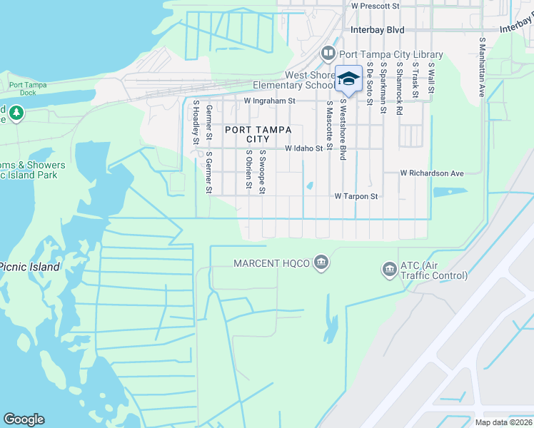 map of restaurants, bars, coffee shops, grocery stores, and more near 7614 South Swoope Street in Tampa