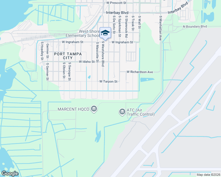 map of restaurants, bars, coffee shops, grocery stores, and more near 7607 South De Soto Street in Tampa