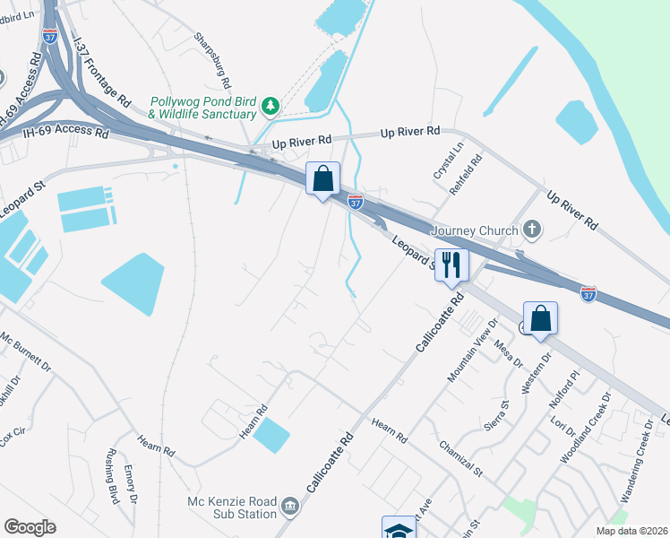 map of restaurants, bars, coffee shops, grocery stores, and more near 4201 Ravine Drive in Corpus Christi