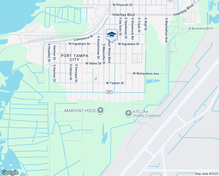map of restaurants, bars, coffee shops, grocery stores, and more near 7610 County Road 587 in Tampa