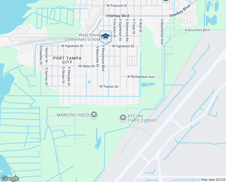 map of restaurants, bars, coffee shops, grocery stores, and more near 7607 South De Soto Street in Tampa