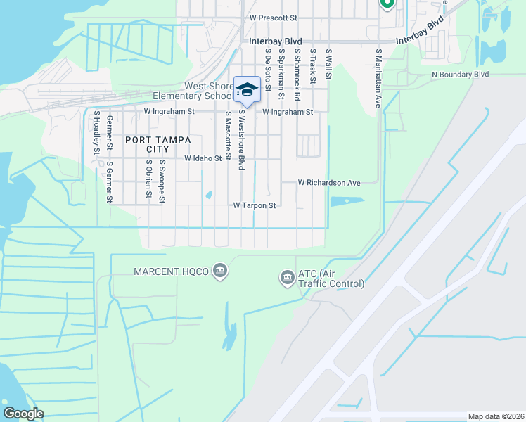 map of restaurants, bars, coffee shops, grocery stores, and more near 7607 South De Soto Street in Tampa
