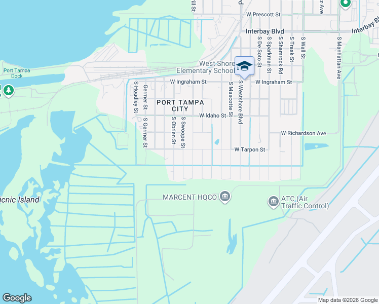 map of restaurants, bars, coffee shops, grocery stores, and more near 7608 South Swoope Street in Tampa