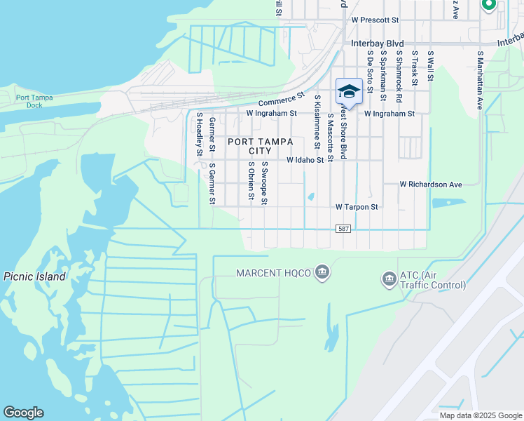 map of restaurants, bars, coffee shops, grocery stores, and more near 7608 South Swoope Street in Tampa