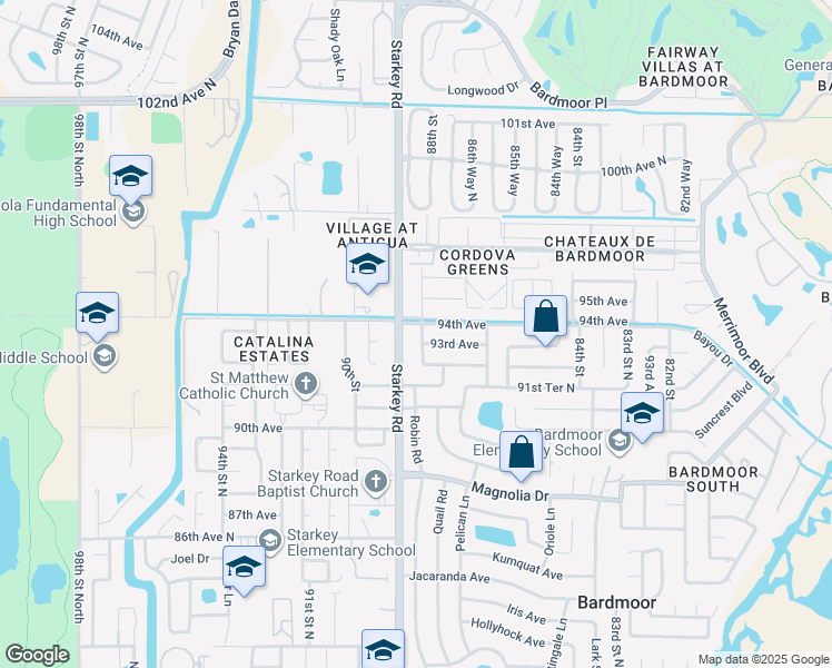 map of restaurants, bars, coffee shops, grocery stores, and more near in Largo