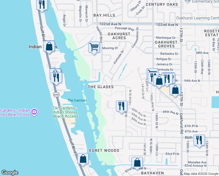 map of restaurants, bars, coffee shops, grocery stores, and more near 14508 Alejo Court in Seminole