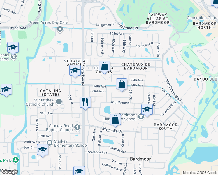 map of restaurants, bars, coffee shops, grocery stores, and more near 8638 94th Avenue in Seminole