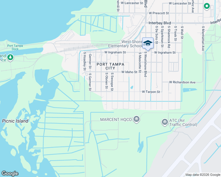 map of restaurants, bars, coffee shops, grocery stores, and more near 7504 South Swoope Street in Tampa