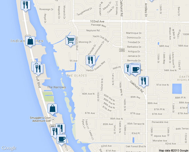 map of restaurants, bars, coffee shops, grocery stores, and more near 14348 93rd Ave in Seminole