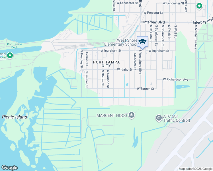map of restaurants, bars, coffee shops, grocery stores, and more near 7504 South Swoope Street in Tampa