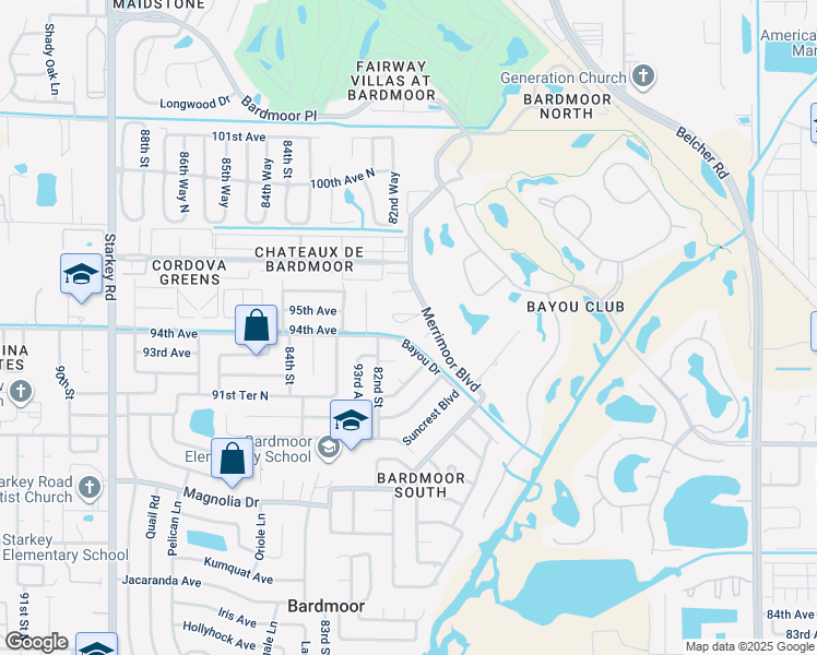 map of restaurants, bars, coffee shops, grocery stores, and more near 8060 Canterbury Circle in Seminole