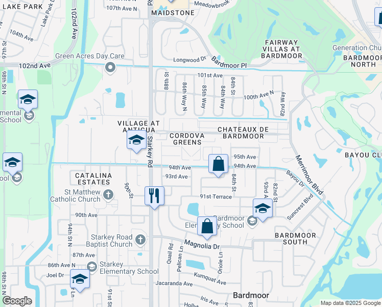 map of restaurants, bars, coffee shops, grocery stores, and more near 1708 Cordova Greens in Seminole