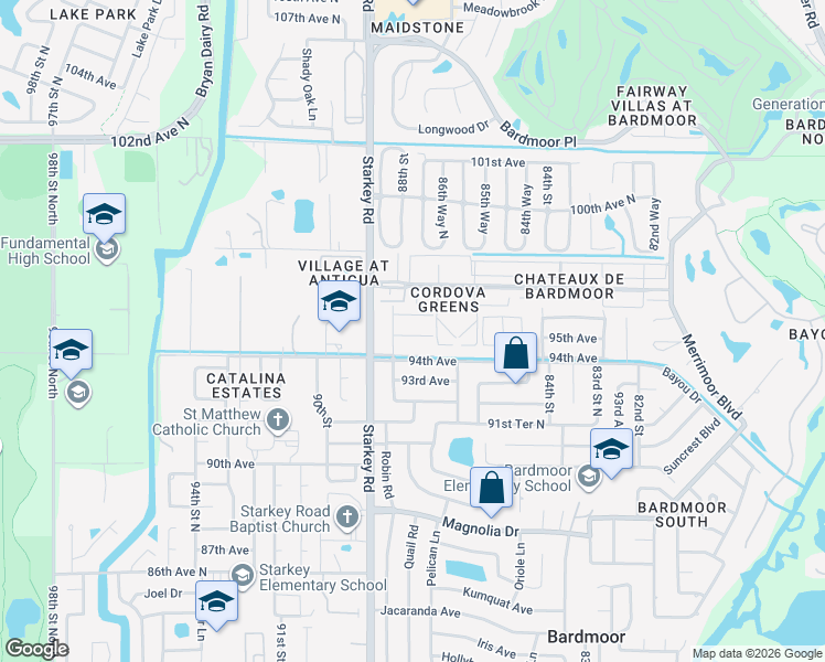 map of restaurants, bars, coffee shops, grocery stores, and more near in Largo
