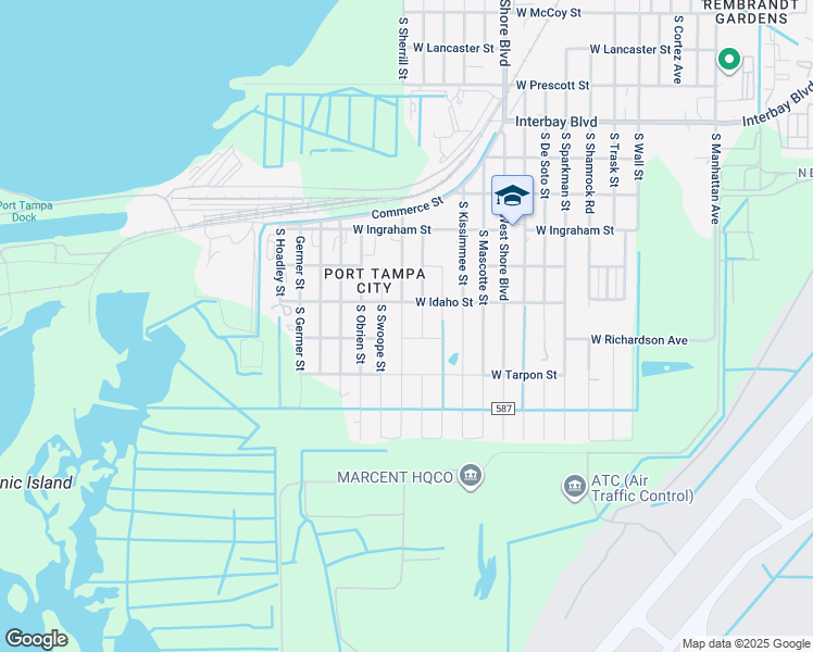 map of restaurants, bars, coffee shops, grocery stores, and more near 7412 South Sherrill Street in Tampa