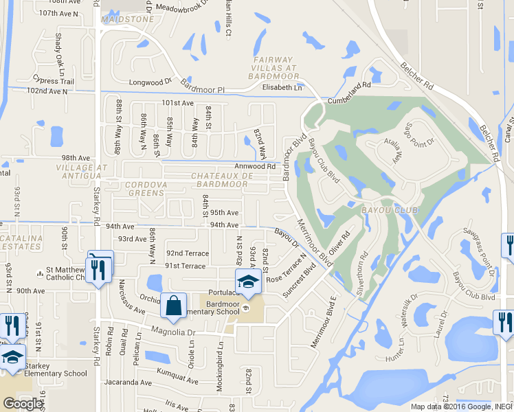map of restaurants, bars, coffee shops, grocery stores, and more near 9466 Lynn Lane in Seminole