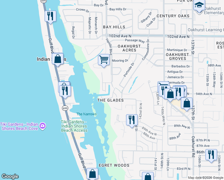 map of restaurants, bars, coffee shops, grocery stores, and more near 9483 Tara Cay Drive in Seminole