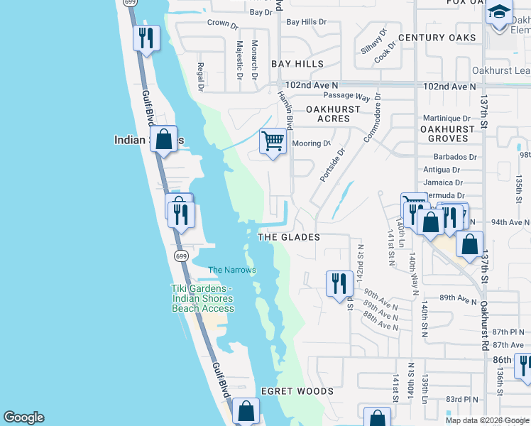 map of restaurants, bars, coffee shops, grocery stores, and more near 9482 Tara Cay Court in Seminole