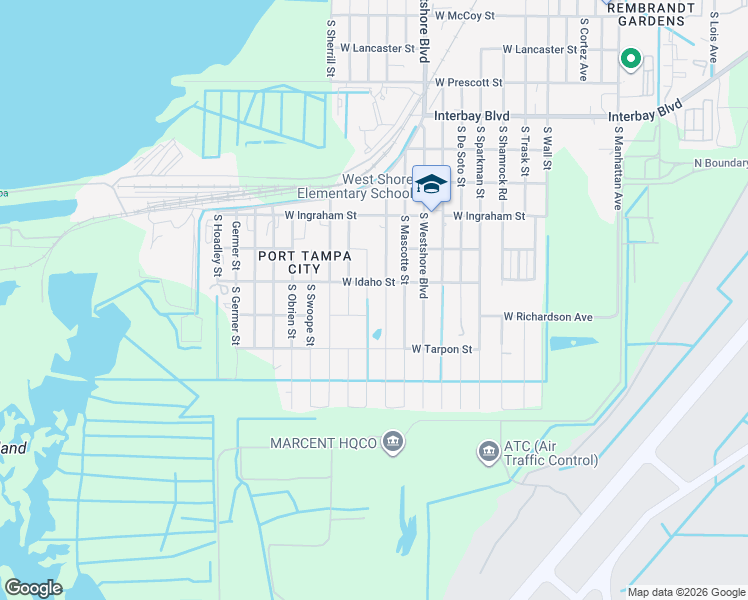 map of restaurants, bars, coffee shops, grocery stores, and more near 7402 South Kissimmee Street in Tampa