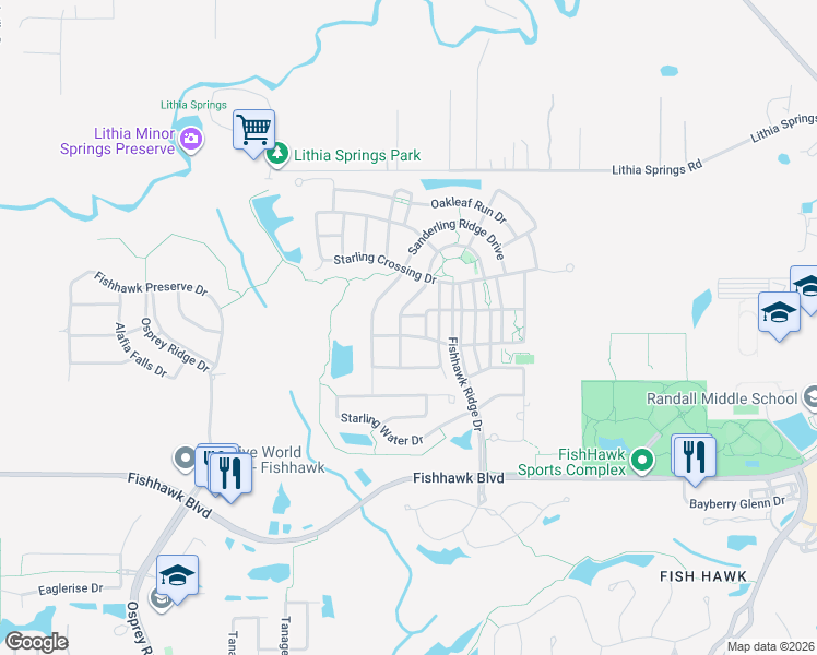 map of restaurants, bars, coffee shops, grocery stores, and more near 5332 Sage Crest Drive in Lithia