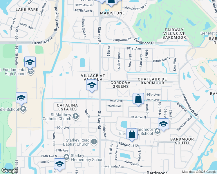 map of restaurants, bars, coffee shops, grocery stores, and more near 8817 95th Terrace in Seminole