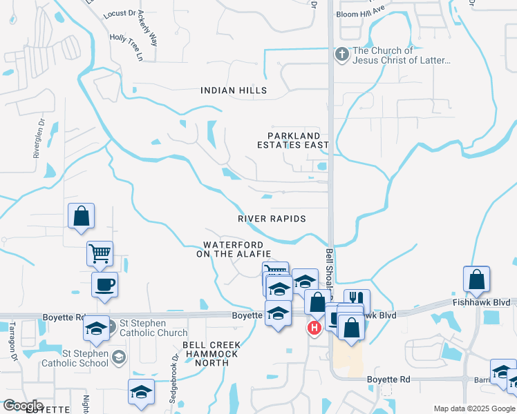 map of restaurants, bars, coffee shops, grocery stores, and more near 902 River Rapids Avenue in Brandon