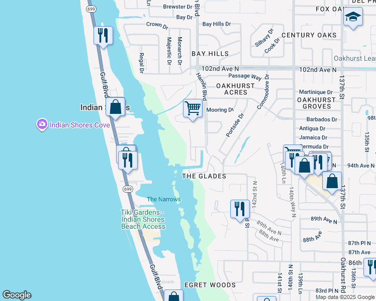 map of restaurants, bars, coffee shops, grocery stores, and more near 9482 Tara Cay Court in Seminole