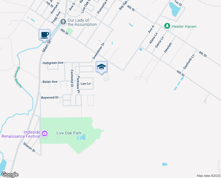 map of restaurants, bars, coffee shops, grocery stores, and more near Achievement Boulevard in Ingleside