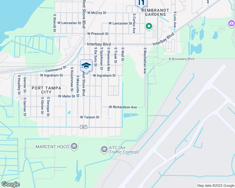 map of restaurants, bars, coffee shops, grocery stores, and more near 7333 South Saint Patrick Street in Tampa