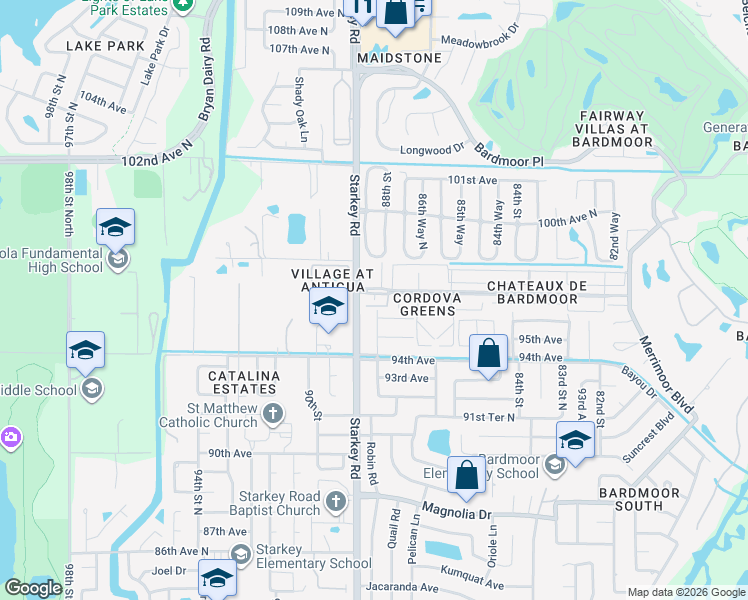map of restaurants, bars, coffee shops, grocery stores, and more near 8817 95th Terrace in Seminole