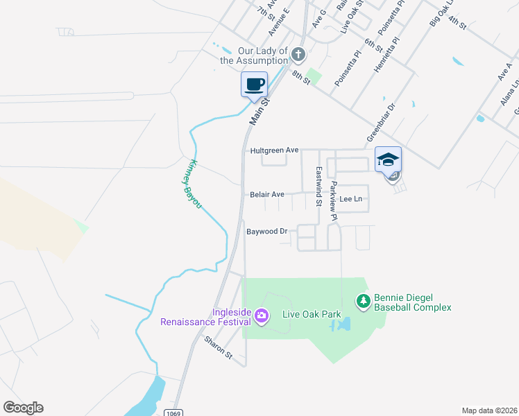 map of restaurants, bars, coffee shops, grocery stores, and more near 1311 Breezeway Circle in Ingleside