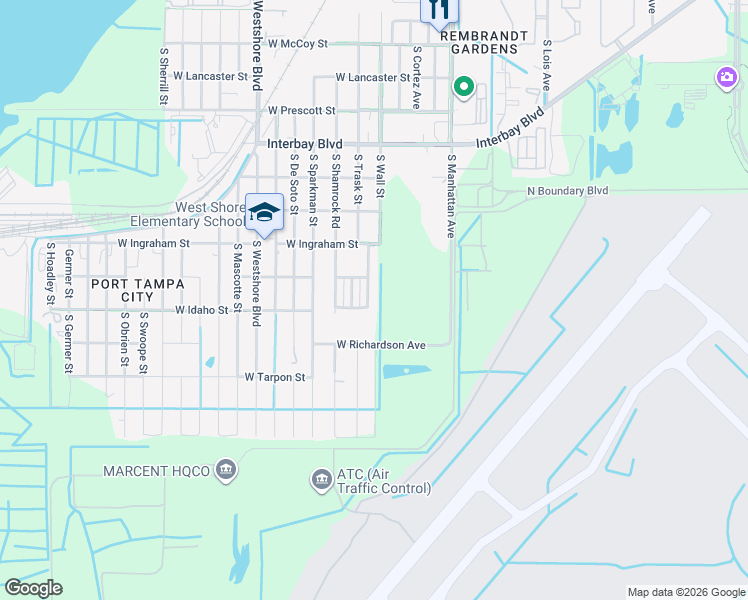 map of restaurants, bars, coffee shops, grocery stores, and more near 7314 South Saint Patrick Street in Tampa