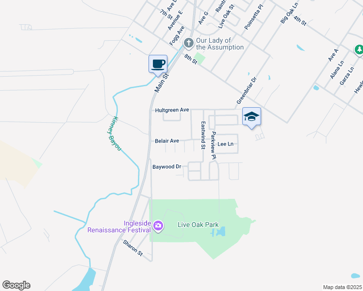 map of restaurants, bars, coffee shops, grocery stores, and more near 2308 Belair Avenue in Ingleside