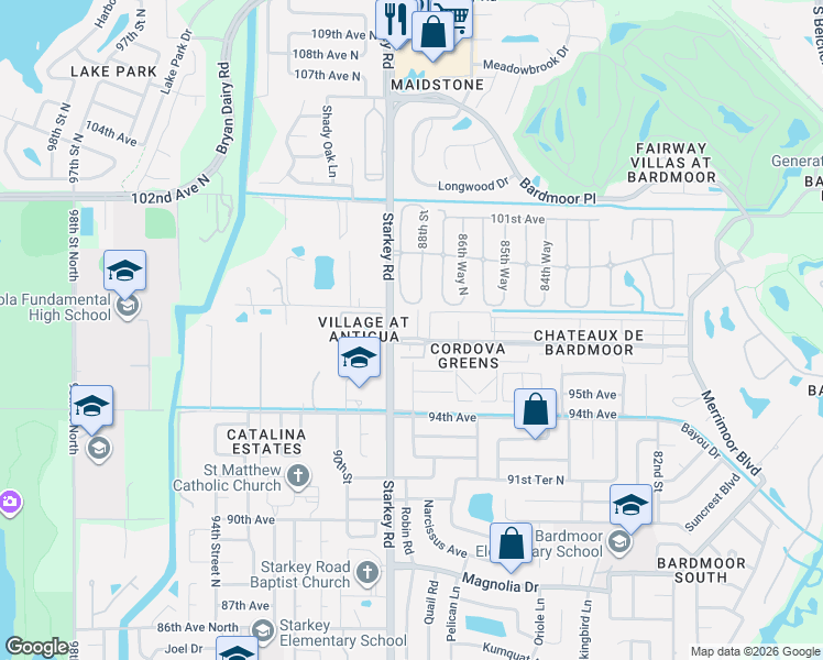 map of restaurants, bars, coffee shops, grocery stores, and more near 9771 Taylor Rose Lane in Largo