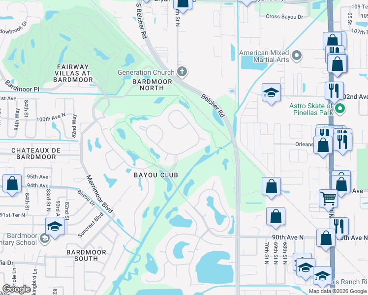 map of restaurants, bars, coffee shops, grocery stores, and more near 9742 Sago Point Drive in Seminole