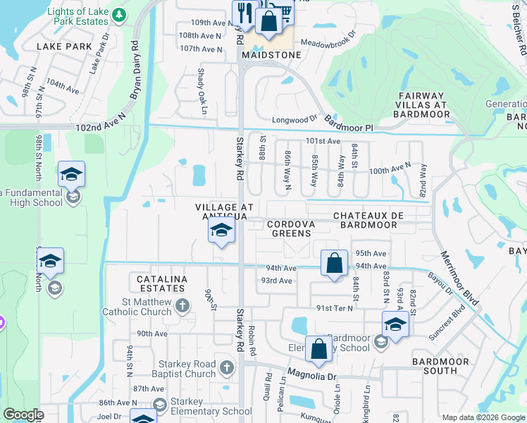 map of restaurants, bars, coffee shops, grocery stores, and more near 9771 Taylor Rose Lane in Largo