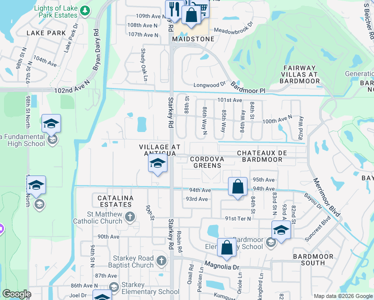 map of restaurants, bars, coffee shops, grocery stores, and more near 9771 Taylor Rose Lane in Largo