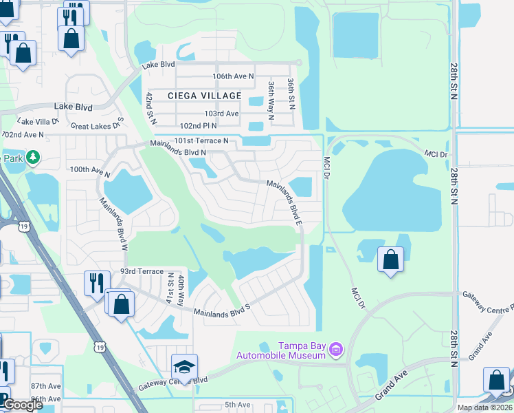 map of restaurants, bars, coffee shops, grocery stores, and more near 3720 98th Avenue North in Pinellas Park