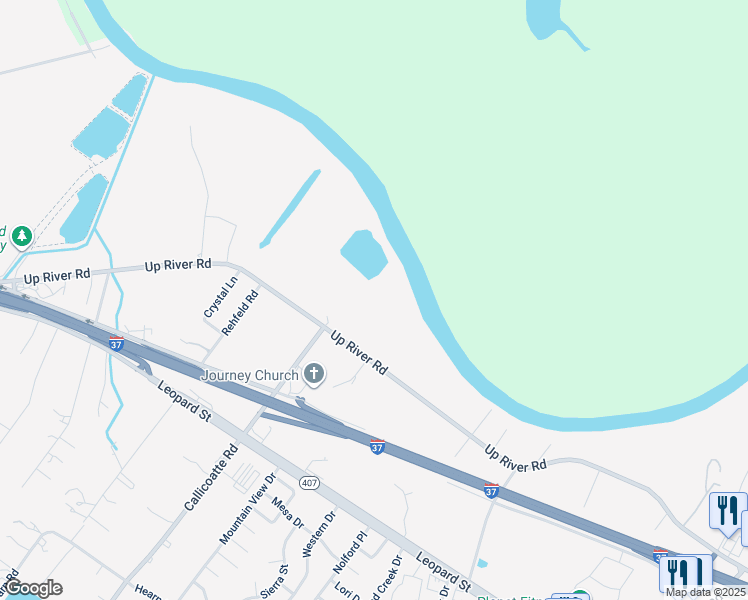 map of restaurants, bars, coffee shops, grocery stores, and more near 12126 Up River Rd in Corpus Christi