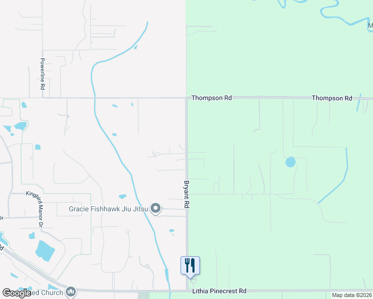 map of restaurants, bars, coffee shops, grocery stores, and more near 9996 Bryant Road in Lithia