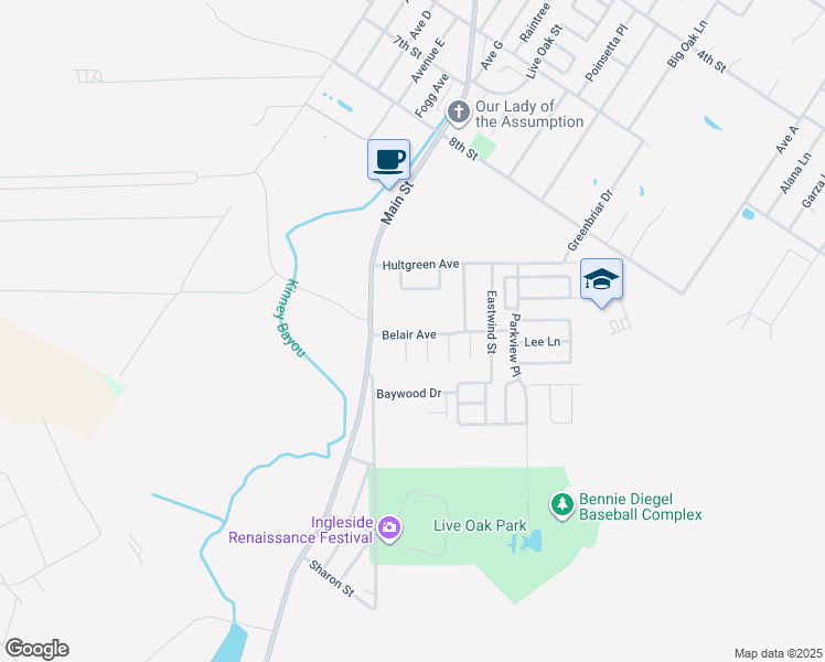 map of restaurants, bars, coffee shops, grocery stores, and more near 2346 Belair Avenue in Ingleside