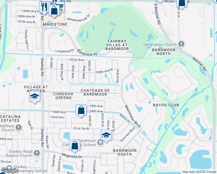 map of restaurants, bars, coffee shops, grocery stores, and more near 8218 Annwood Road in Seminole